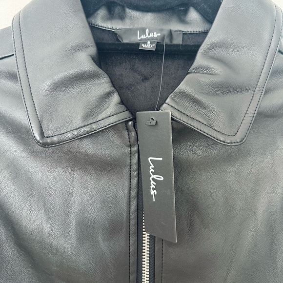 NWT! Lulus Cool Vibes Forever Black Vegan Leather Puff Shoulder Jacket - Picture 7 of 12